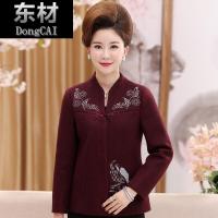 中老年女装2018秋冬装新款40-50岁中年妈妈装V领长袖直筒毛呢外套
