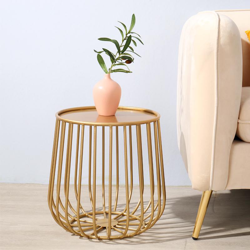 森美人简约创意圆形茶几现代组合小户型沙发边几客厅瓜花几置物架高清大图