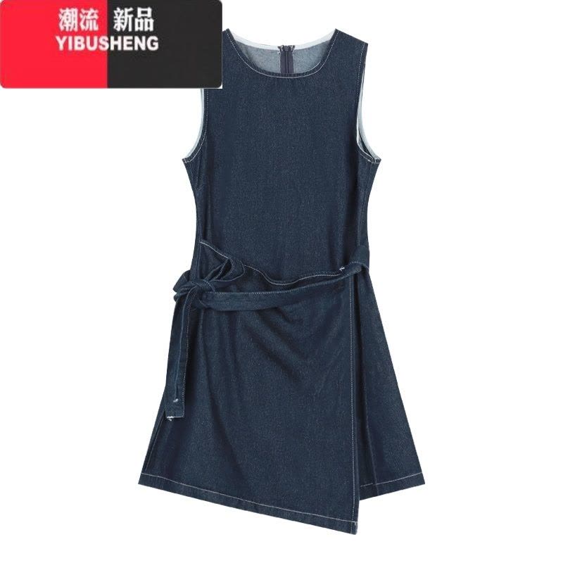 YIBUSHENG复古无袖牛仔背心裙女装季小众设计感连衣裙系带气质A字裙短裙图片