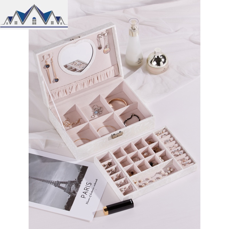 首饰盒公主欧式韩国带锁手饰品简约耳钉耳环项链首饰收纳盒大容量_41_712高清大图