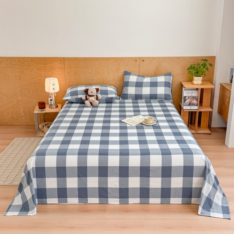 缎暮 全棉水洗棉床单 160*230CM 条高清大图