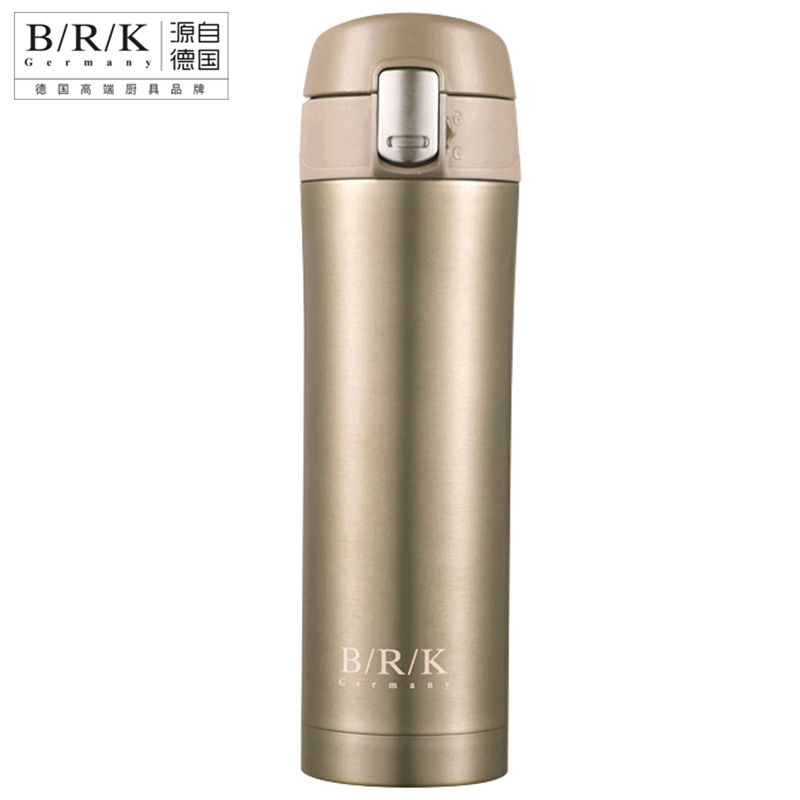 BRK Germany 基尔弹跳杯 双层304不锈钢真空保温杯 弹跳按钮设计单手一键开启 金色