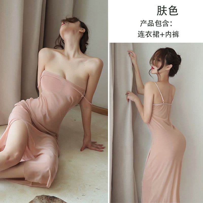 女士情趣内衣性感吊带网纱长裙魅力诱惑透视睡裙丁字裤套装镂空破洞开档露乳女式情趣睡衣内裤轻盈情侣夫妻调情长夜漫漫成人用品图片