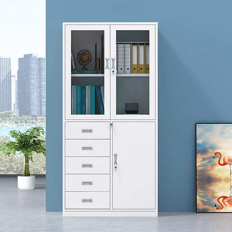 仓迪CD-044偏五斗文件柜 铁皮柜钢制办公柜凭证柜资料档案柜带锁1800X1180X390mm高清大图