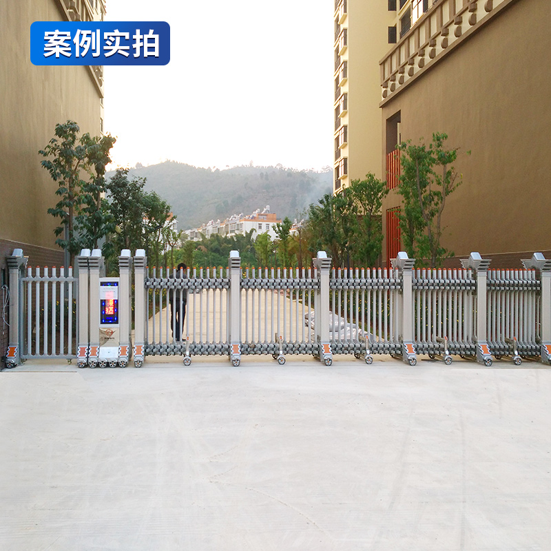 启功电动伸缩门平移推拉大门学校小区铝合金伸缩电动大门每米高清大图