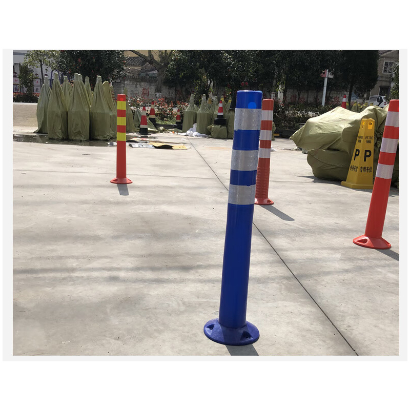 酷博睿(coobery)警示柱弹力柱隔离桩护栏交通设施路障锥反光柱防撞柱(75cm全新料黄膜(硬塑料)+螺丝)高清大图
