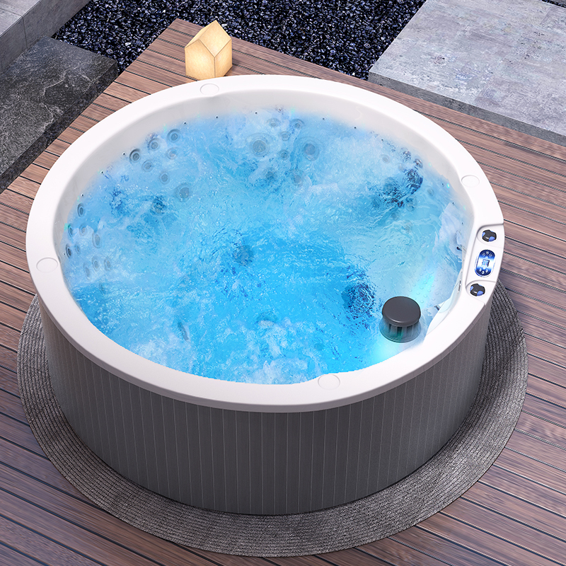 可瑞康户外圆形冲浪按摩浴缸多人泡澡水疗spa泡池恒温加热温泉浴池