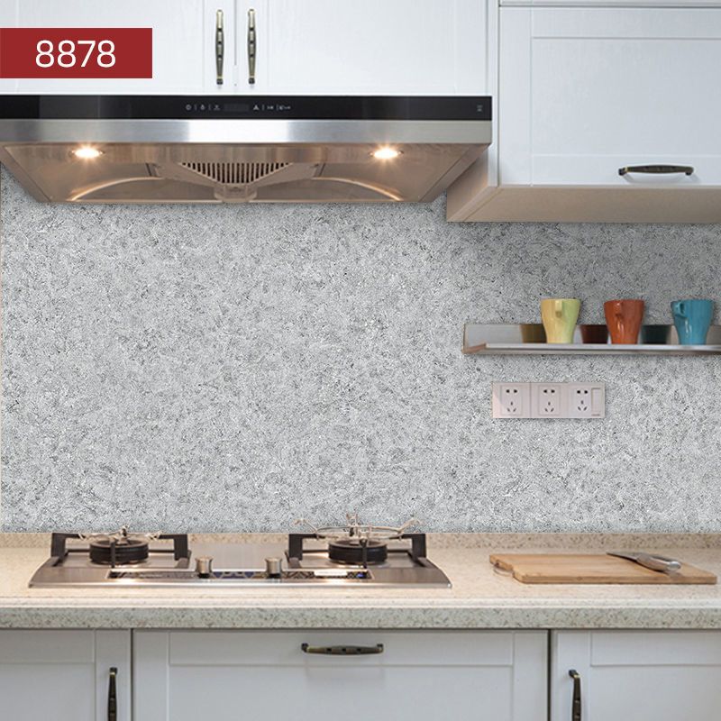 厨房防油贴纸自粘防水烟防火耐温油烟机墙纸柜灶台后墙壁用|8878加厚[新款大理石纹] 5米*60cm宽[送美工刀+刮板]