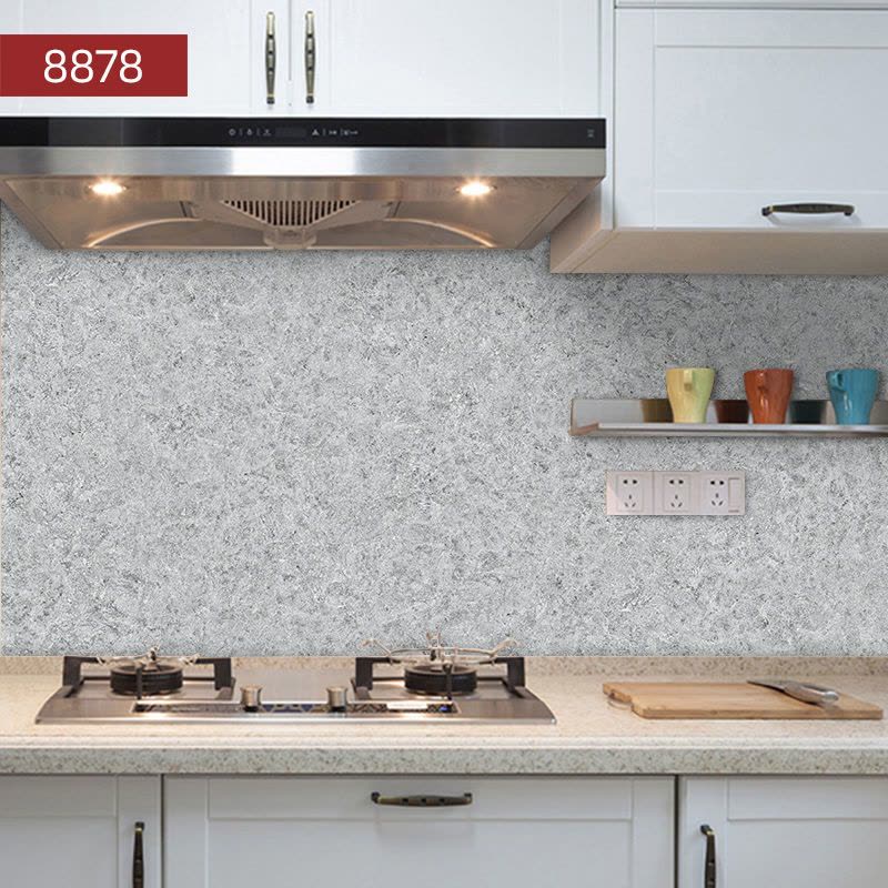 厨房防油贴纸自粘防水烟防火耐温油烟机墙纸柜灶台后墙壁用|8878加厚[新款大理石纹] 5米*60cm宽[送美工刀+刮板]图片