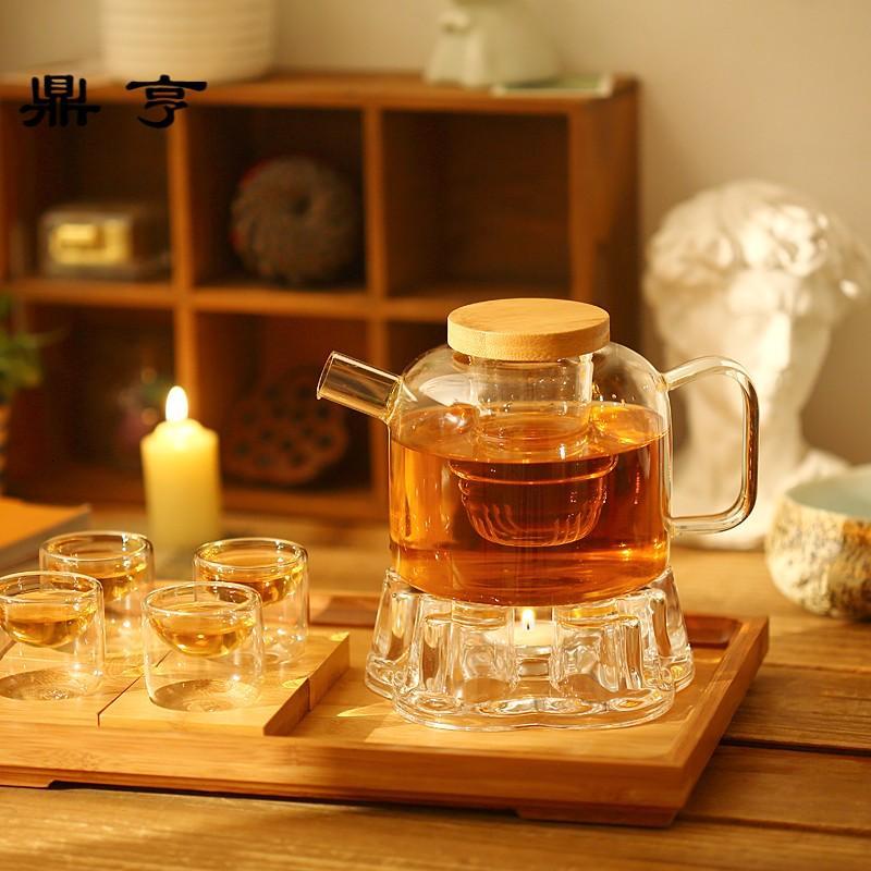 鼎亨自然格│高硼硅玻璃 花茶壶 绿茶壶 加热煮茶玻璃茶具套装