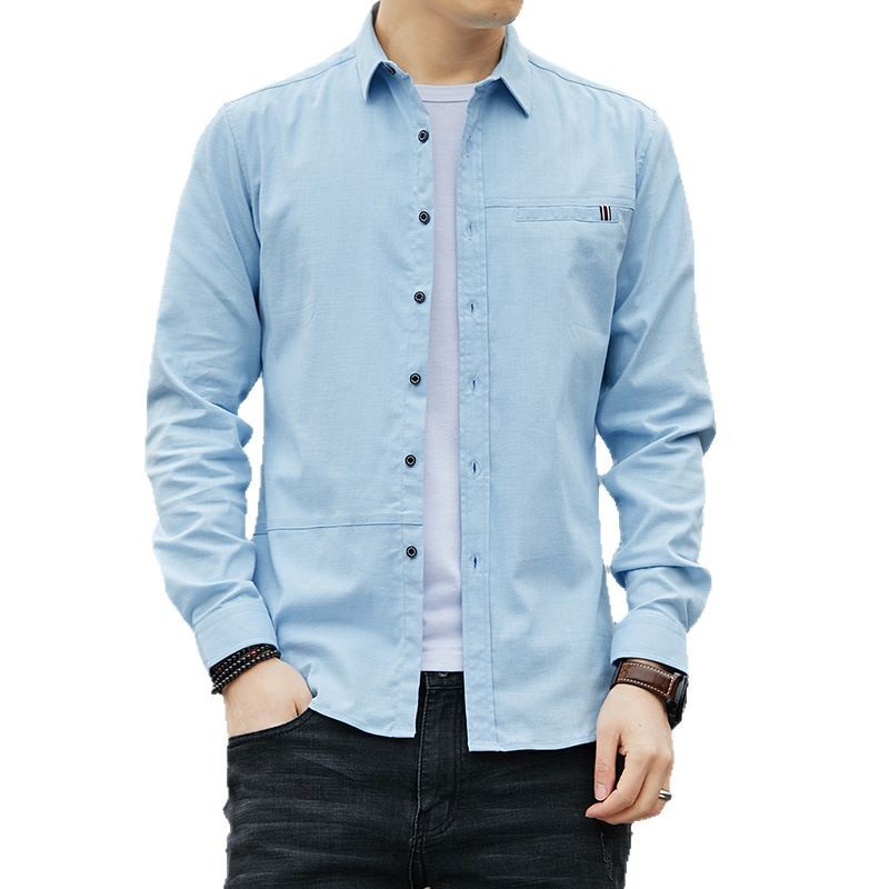 啄木鸟衬衣男士上衣休闲长袖春秋季2025新款纯棉工装透气衬衫男款高清大图