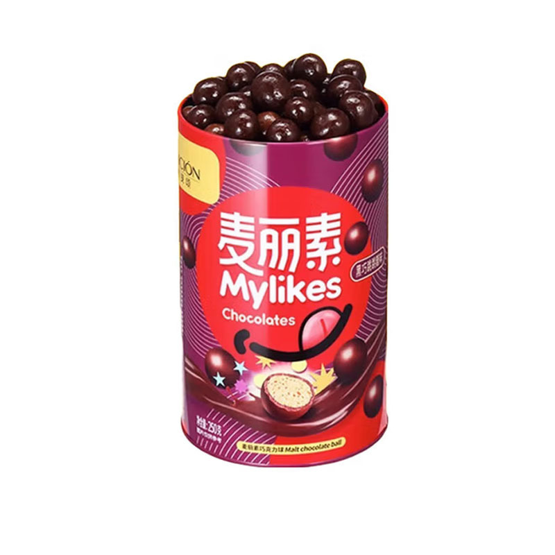 歌斐颂麦丽素桶装牛奶夹心黑巧球跳跳糖儿童女生怀旧零食250g