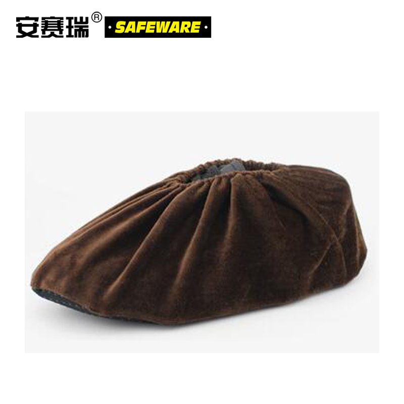 安赛瑞(SAFEWARE)绒布防滑底鞋套(10双装)棕色 15×31cm 绒布面料 防滑胶底