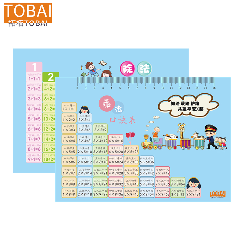 拓栢 路外宣传乘除法口诀表垫板 TBW-12C 个高清大图