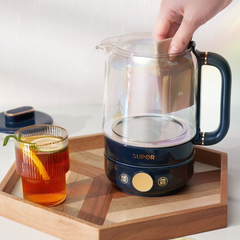 苏泊尔supor养生壶08l煮茶壶玻璃电水壶烧水壶炖煮两用壶多功能煮茶器