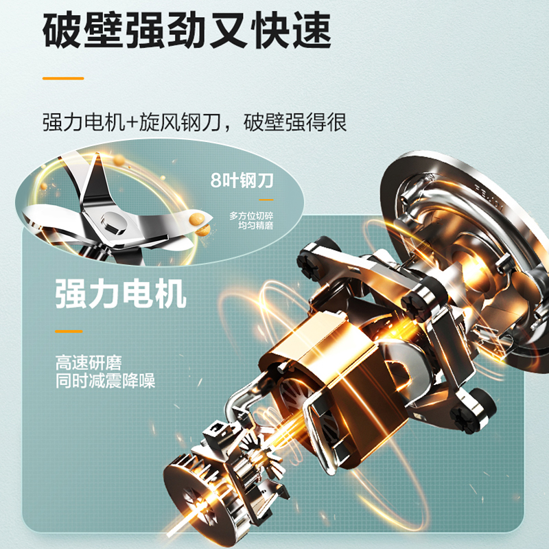 苏泊尔(SUPOR)破壁机有罩 低音破壁料理机家用多功能智能预约加热豆浆机料理机辅食机榨汁机 升级隔音罩浅绿色1.5L高清大图