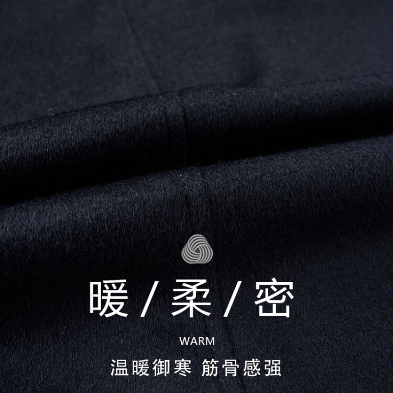 花花公子高档羊绒羊毛桑蚕丝可拆内胆羽绒服中长款男士毛呢大衣厚中年外套高清大图