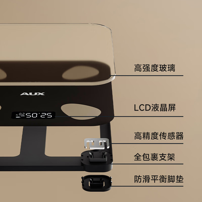 奥克斯体重秤体脂秤家用宿舍人体小型电子精准智能耐用充电称重计高清大图