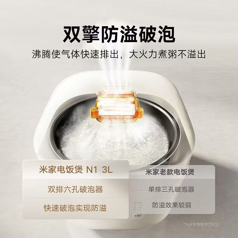小米米家电饭煲N1-4L节能版电饭煲家用3-6人煮饭电饭锅高清大图