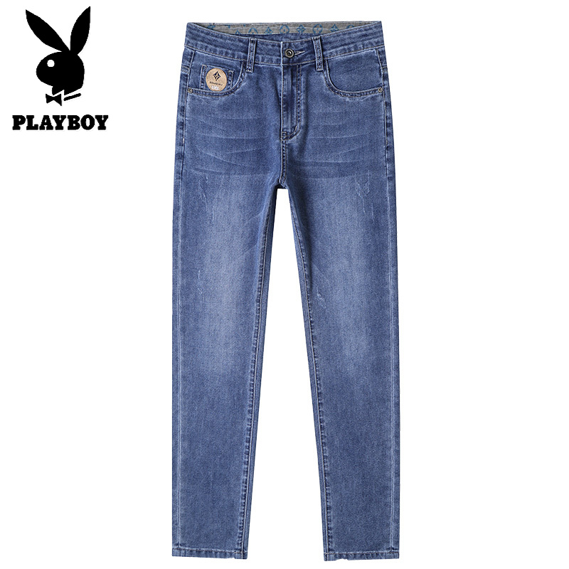 花花公子新款高品质2025秋冬加绒牛仔裤修身弹力潮牌男装复古简约百搭长裤子_865高清大图