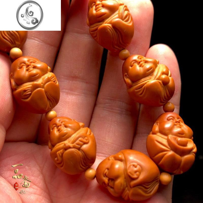 jimi弥勒橄榄核手串男款笑佛十分开心核雕文玩手捻弥勒佛手链人生百态