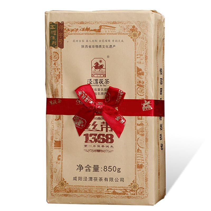 黑茶 茯茶 陕西茯砖茶 泾渭茯茶 [五礼系列] 850g 丝带1368茯茶 2015年份
