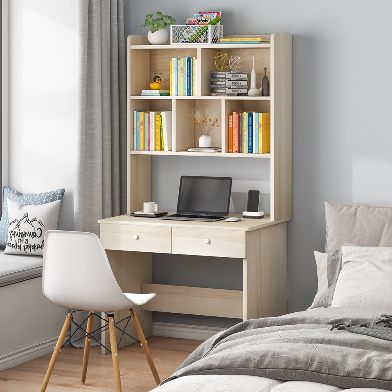 书桌书架组合书柜一体家用卧室学生床头写字桌小户型简约电脑桌子