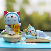 哆啦A梦香熏座汽车摆件萌睡叮当猫手机支架车内饰品可爱车载摆件
