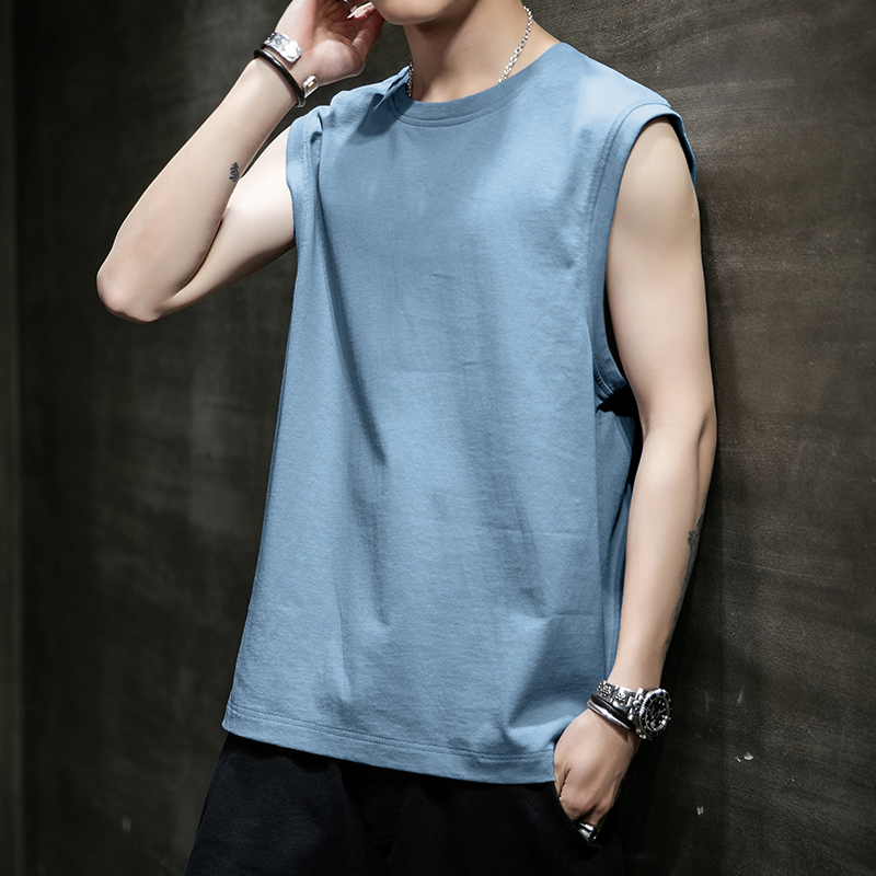 背心夏季男无袖t恤外穿潮流ins纯色气质简约健身跨栏篮球运动坎肩宽肩