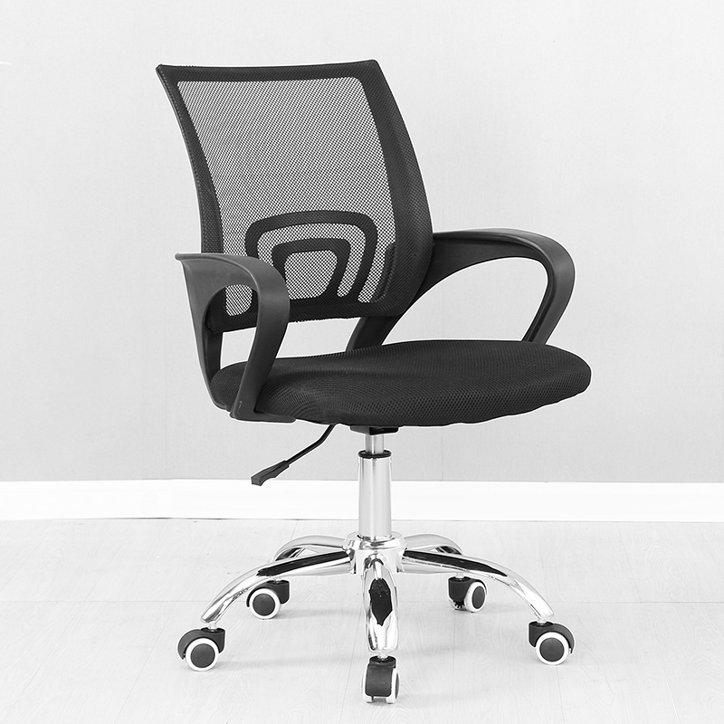 电脑椅会议职员办公椅 升降旋转家用凳子 人体工学椅学生宿舍椅子 黑色。高清大图