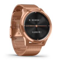 佳明(GARMIN)GarminMove Luxe 黑色表盘玫瑰金米兰尼斯表带 智能通知心率支付触屏指针式智能腕表轻奢版
