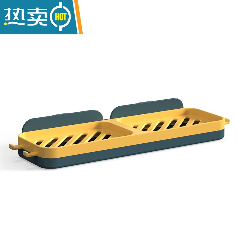 敬平肥皂盒香皂置物架家用壁挂式免打孔浴室创意沥水收纳架不积水 双格沥水皂架[粉白]1个装高清大图