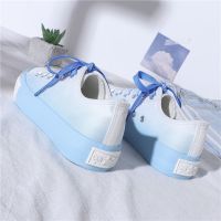 帆布鞋女鞋设计感小众2021年夏季新款浅变色ins潮鞋百搭小白板鞋 蓝色 35 偏大一码建议拍小一码