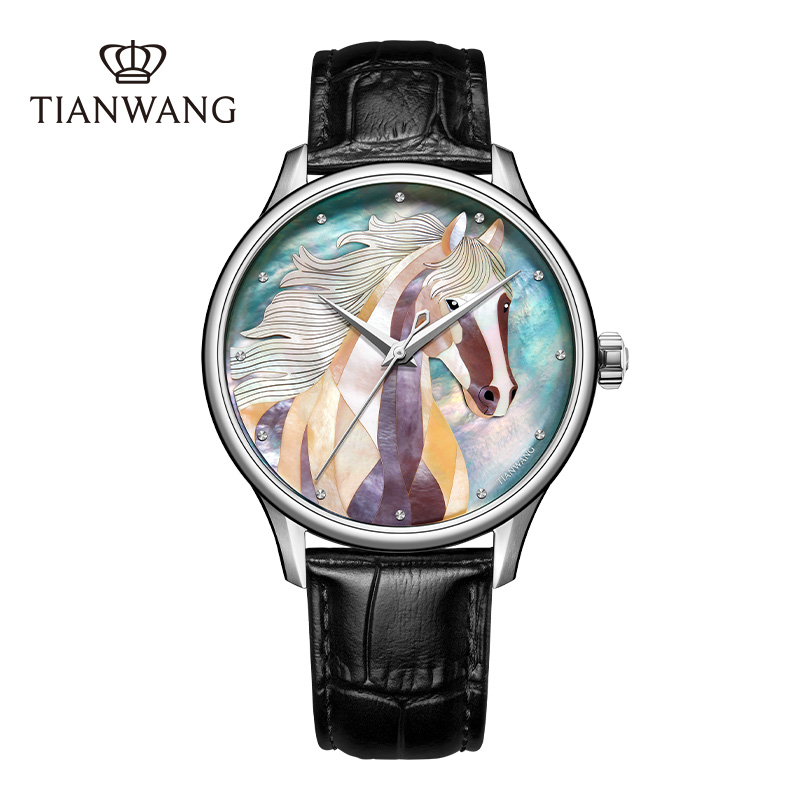 天王马年限定款新品机械男表商务休闲精致男士手表奢华腕表51599高清大图