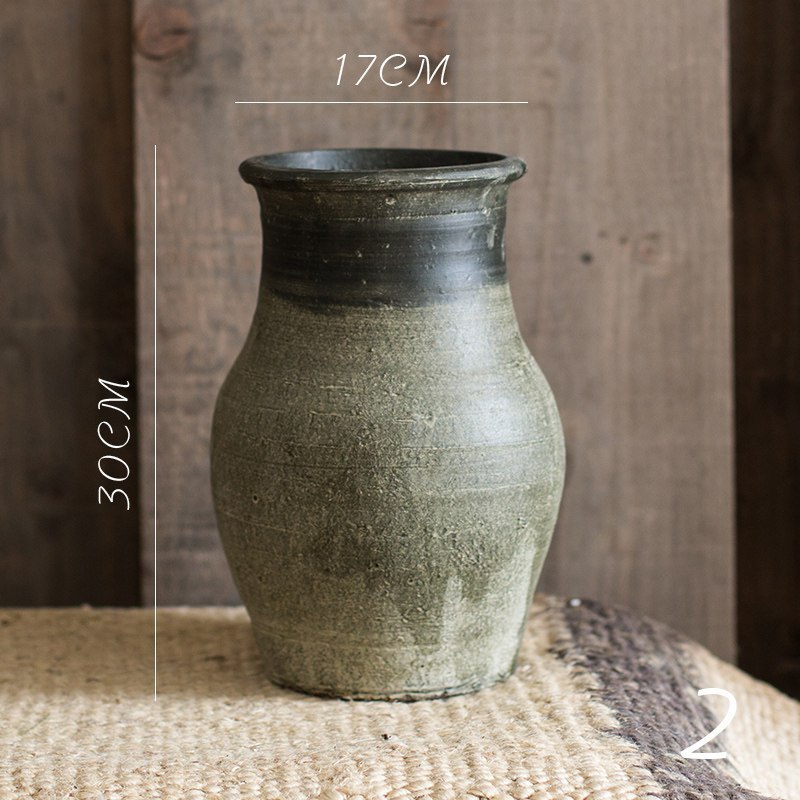 家柏饰(CORATED)粗陶陶罐花瓶花盆 多肉复古做旧仿古大号土陶盆坛子插干花 13高清大图