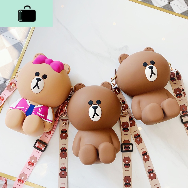 2020新款Q版大熊可爱流行包包硅胶时尚斜挎包卡通零钱包少女背包NEW LAKE高清大图