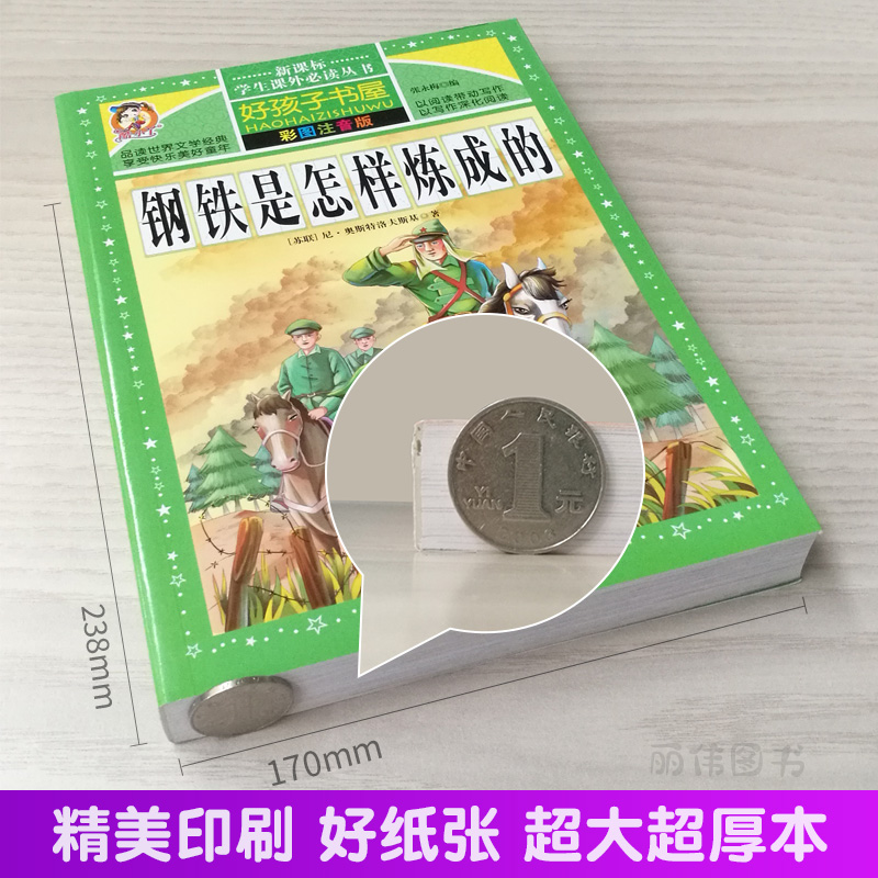 [正版]学生课外常读丛书 好孩子书屋 钢铁是怎样炼成的 彩图注音版 奥斯特洛夫斯基原著 青少年小学初中原著常读励志高清大图