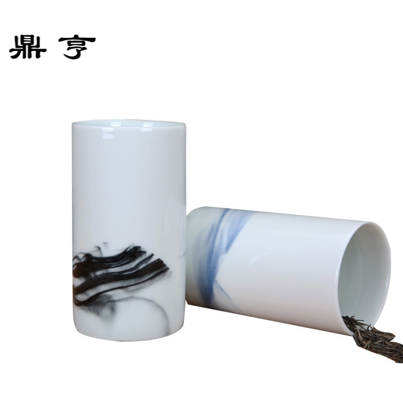 鼎亨复古手绘山水陶瓷杯子创意个性马克杯带盖勺简约茶杯杯定制礼
