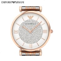 阿玛尼(EMPORIO ARMANI)手表女表满天星石英表女混色钢带镶钻休闲女款石英腕表AR1926