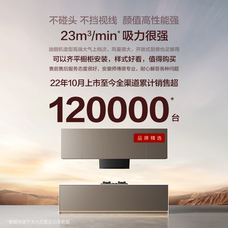 方太CXW-358-01-JCD10TB变频23立方巡航风量家用吸油机侧吸厨房大功率吸力旗舰店(不带罩)高清大图