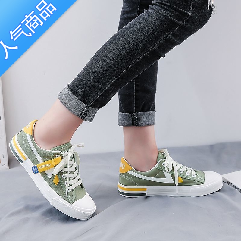 SUNTEK帆布鞋女春季薄款小白鞋2023新款女鞋ulzzang百搭ins街拍潮高清大图