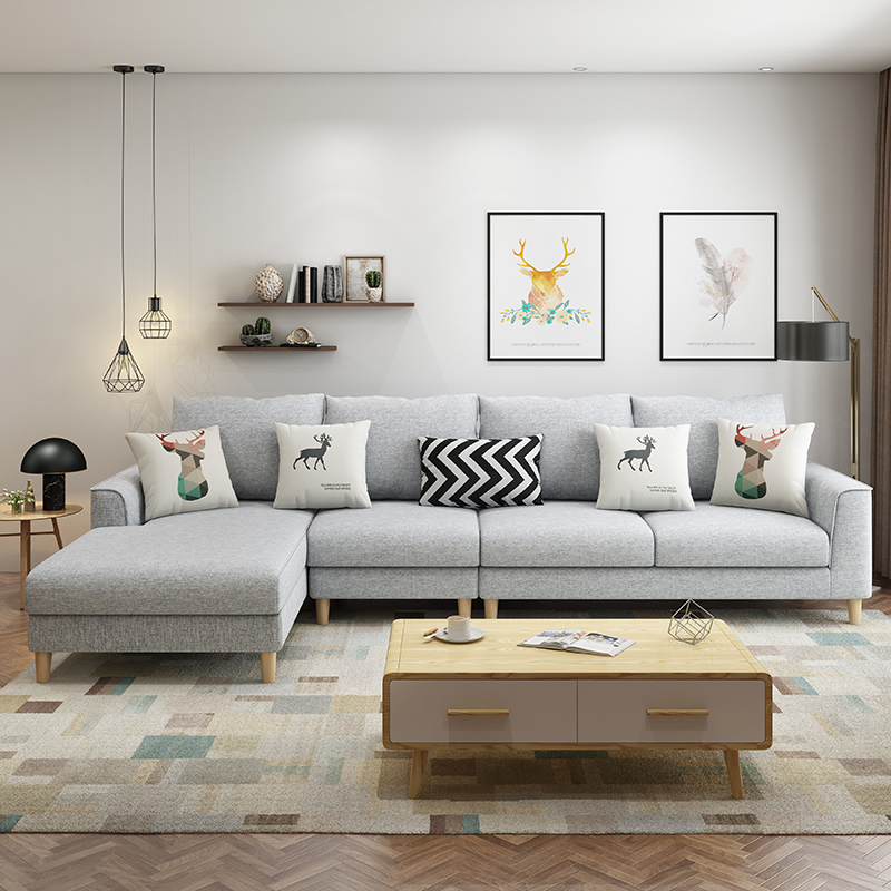2020年新款沙发北欧简约现代闪电客小户型乳胶灰色布艺沙发客厅整装网