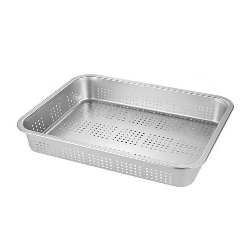 山水本色 加厚不锈钢冲孔方盘漏盆沥水篮 36*27*7cm 个