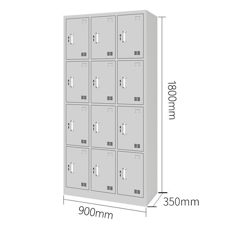 依诗幕铁皮柜十二门储物柜带锁柜子 12门900*350*1800mm高清大图