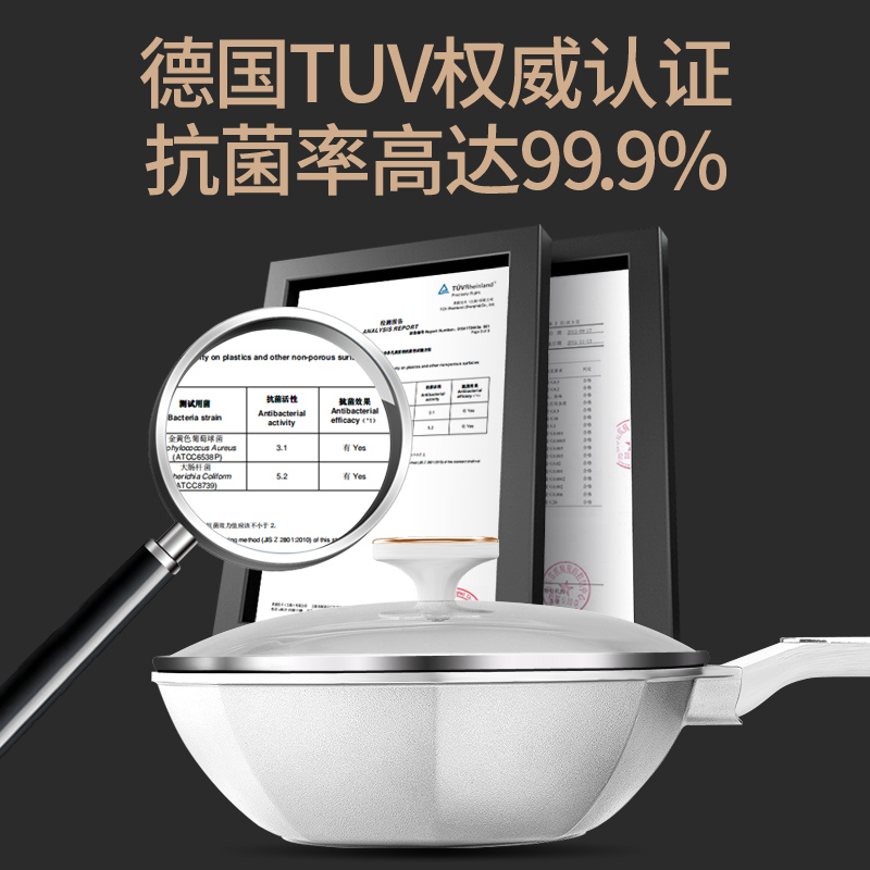 新丰腾网红八角不粘锅炒锅家用多功能炒菜锅平底锅不沾电磁炉燃气灶专用锅八角锅轻奢两件套宝蓝高清大图