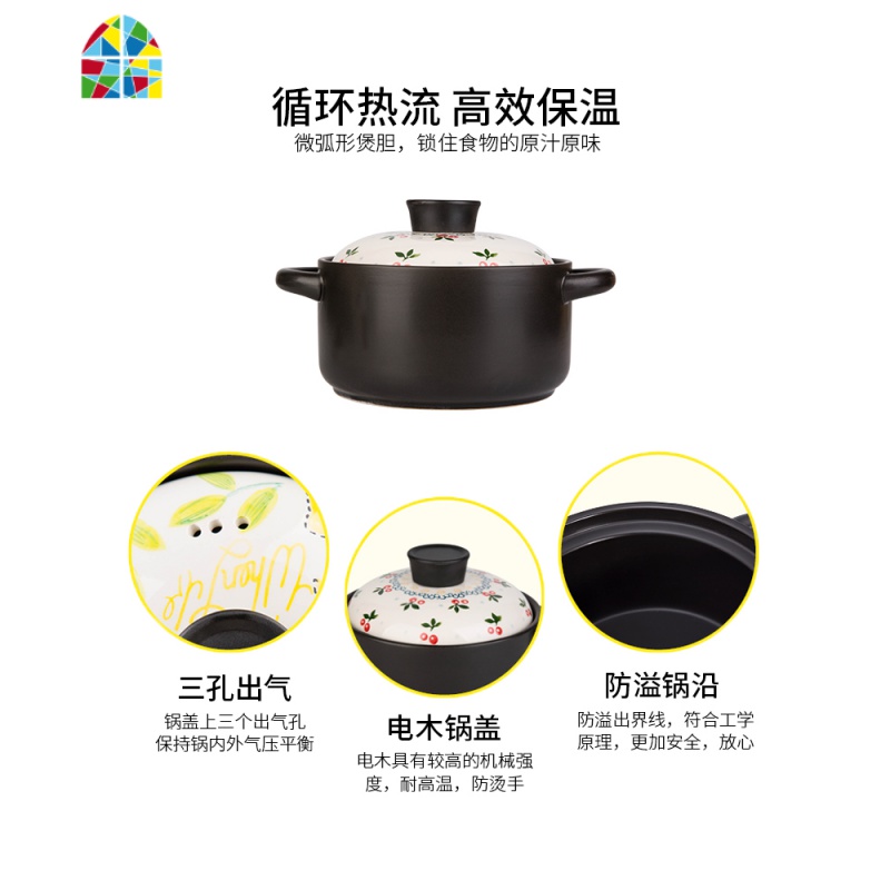日式煲仔饭砂锅炖锅家用燃气陶瓷煲汤锅沙锅石锅小号汤煲 FENGHOU 1.5L柠檬锅高清大图