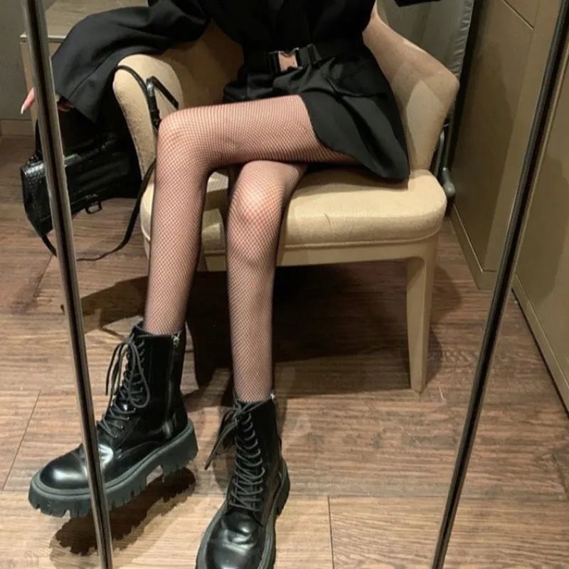 黑色渔网袜子性感丝袜打底连裤袜女网红流行jk大小网格瘦腿春夏季