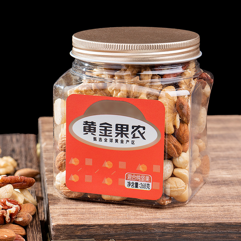 黄金果农混合纯坚果268克罐装精选坚果大礼包健康零食干果大礼包高清大图