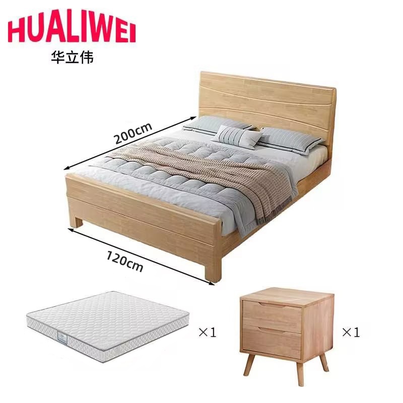 华立伟单人床 120cm床+床头柜+床垫 套高清大图