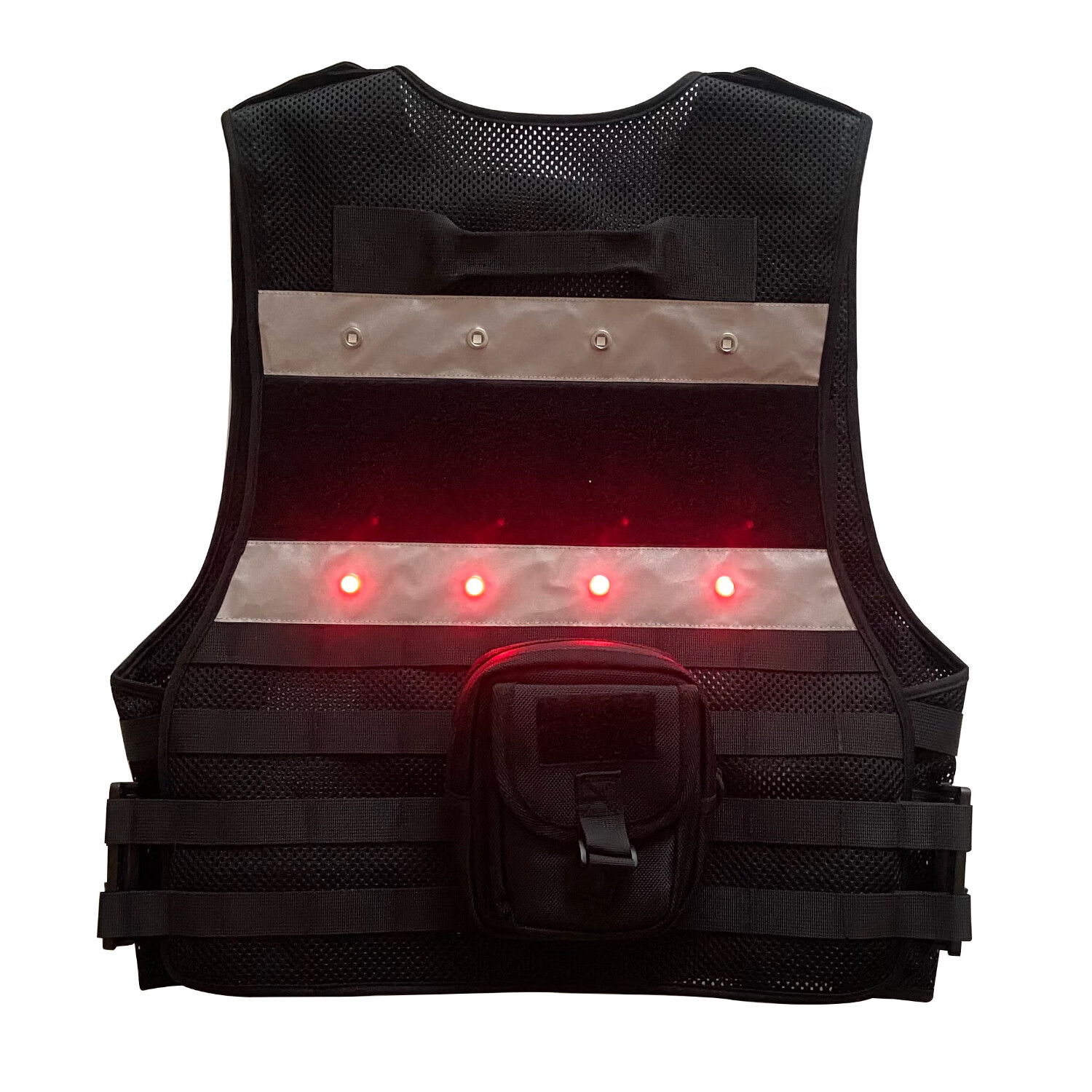 谋福 防刺背心 发光降温马甲夜间道路执勤反光防刺背心[黑色] 发光制冷防刺服不含附件包高清大图